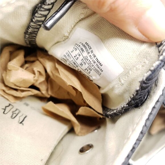 Converse‎ Leather Black Lace Up Flat Sneaker Shoes Slip On Round Toe Size 3 EU35 - Picture 8 of 9